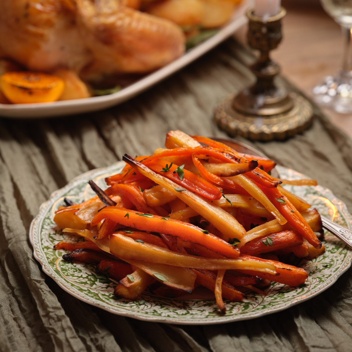 Christmas Maple and Chicken Fat Roasted Carrots and Parsnips