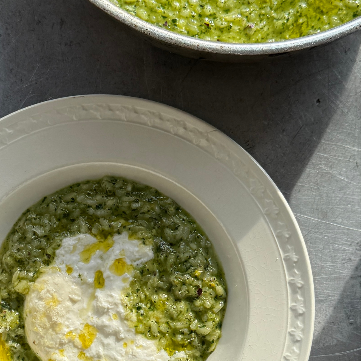 Wild garlic and pistachio risotto